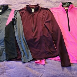 Pink and Burgundy Quarter-Zip Tops